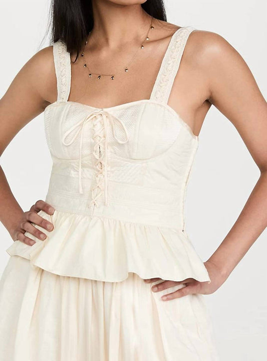 Ulla Johnson - Orla Corset Sweetheart Neckline Ruffled Hem Sleeveless Top