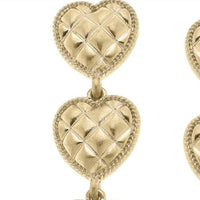 Canvas Style - Women's Linked Quilted Heart Statement Earrings