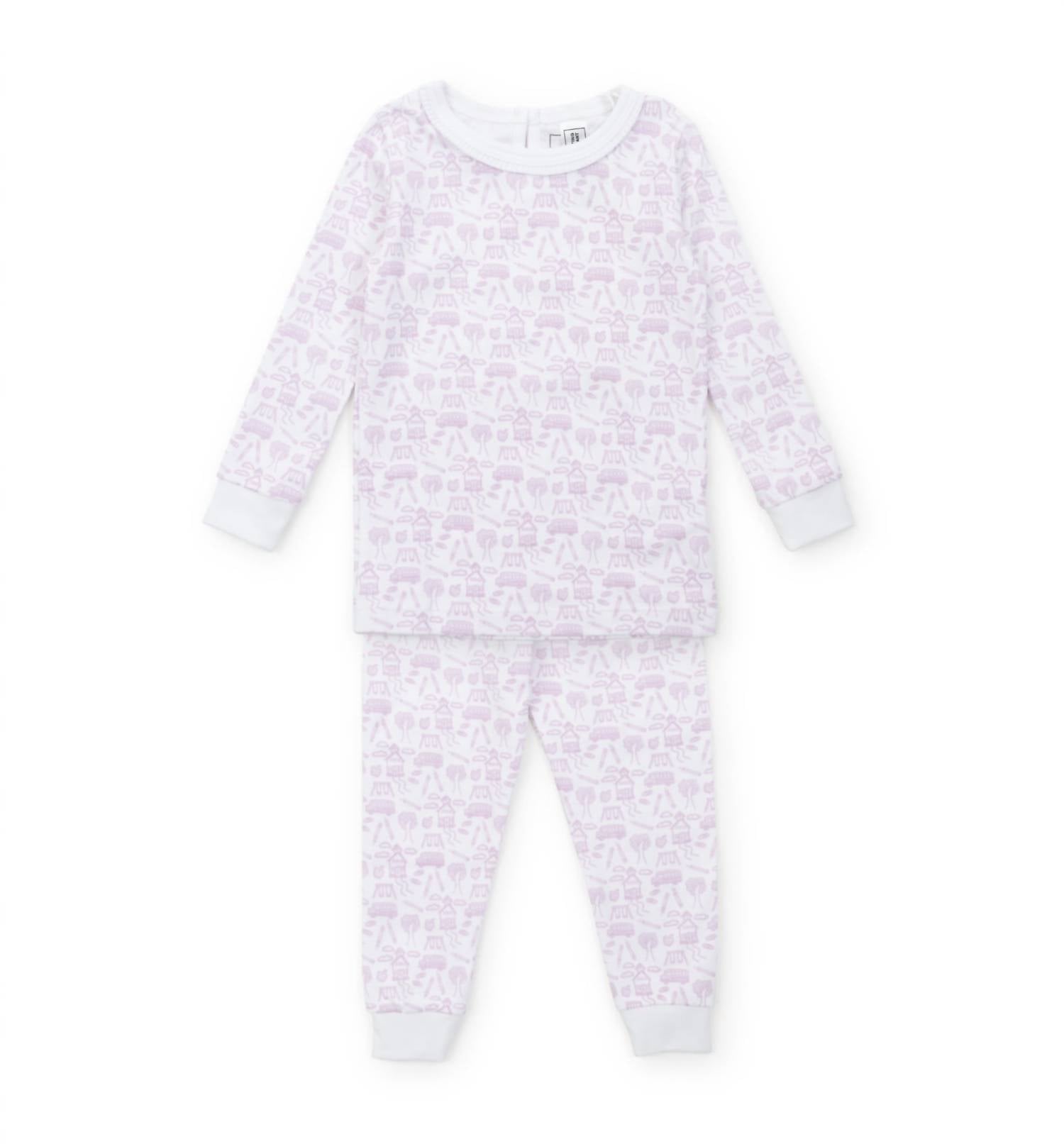 lila + hayes Kids Ava Pajama Set in pink school days - kids' sleepwear