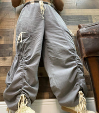 Blue Velvet - Women's Tape Elastic Waist Jogger Parachute Pants