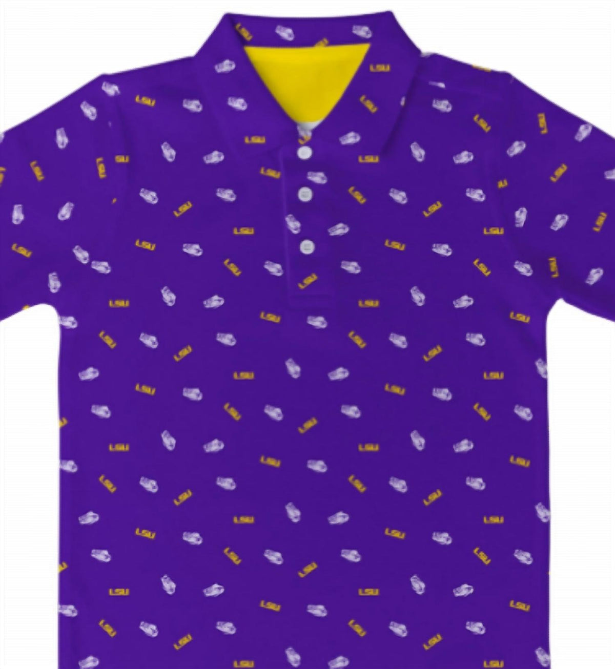 Vive La Fete - Boy's Lsu Tigers Logo Short Sleeve Performance Polo Shirt