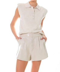 Grey Lab - High-waisted Faux Leather Shorts