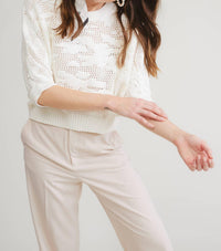 Flat White - Crescent Open Knitting Sweater Top