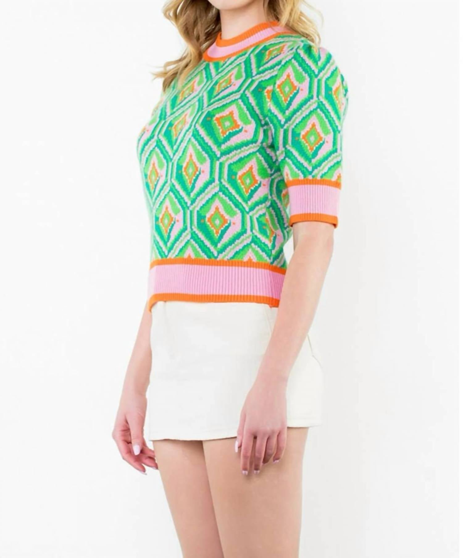 Thml - Harley Short Sleeve Pattern Knit Top