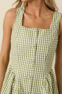 Entro - Sydney Button Front Gingham Print Mini Dress