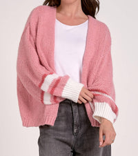 ELAN Loose-knit Cardigan in pink - women's cardigan - alternate view
