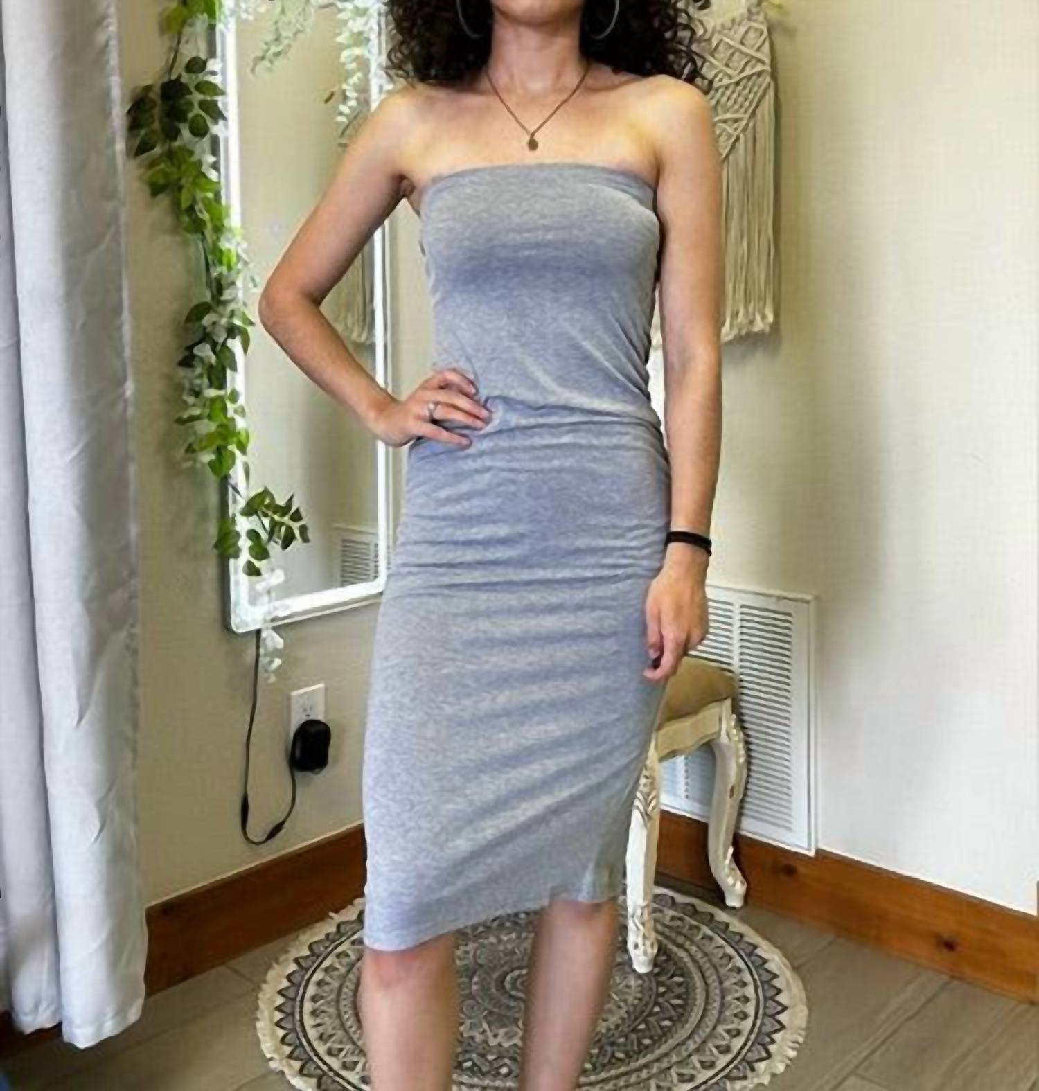 She + Sky - Strapless Basic Tube Midi Dress