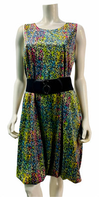 Samuel Dong - Women's Cheetah Print Bubble Pockets Dress