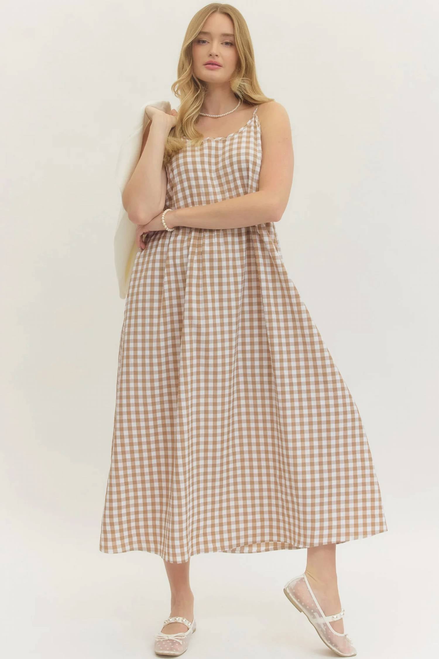 Entro - Gingham Midi Dress Set