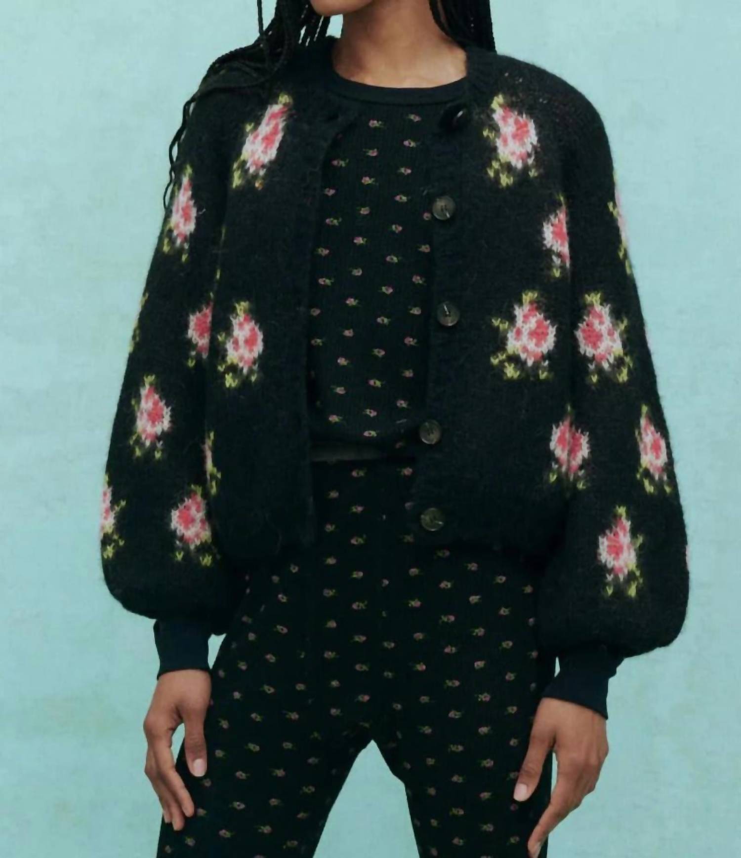 The Great. - The Carousel Puff Sleeve Cardigan