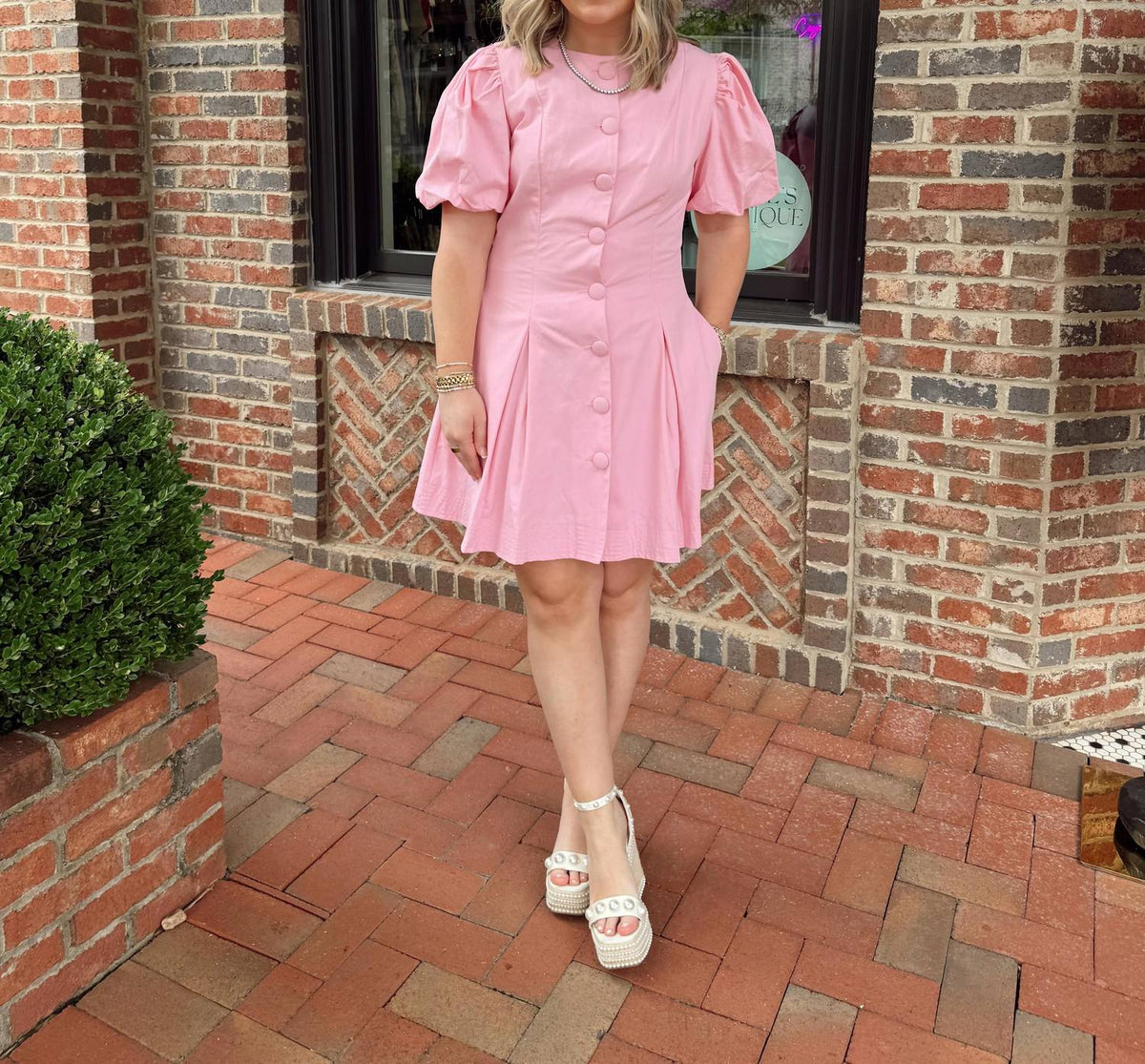 Tcec - Elsie Puff Sleeve Button Down Mini Dress