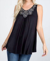 P & Rose - Sparkle And Shine Tank Top With Beaded Neck Detail