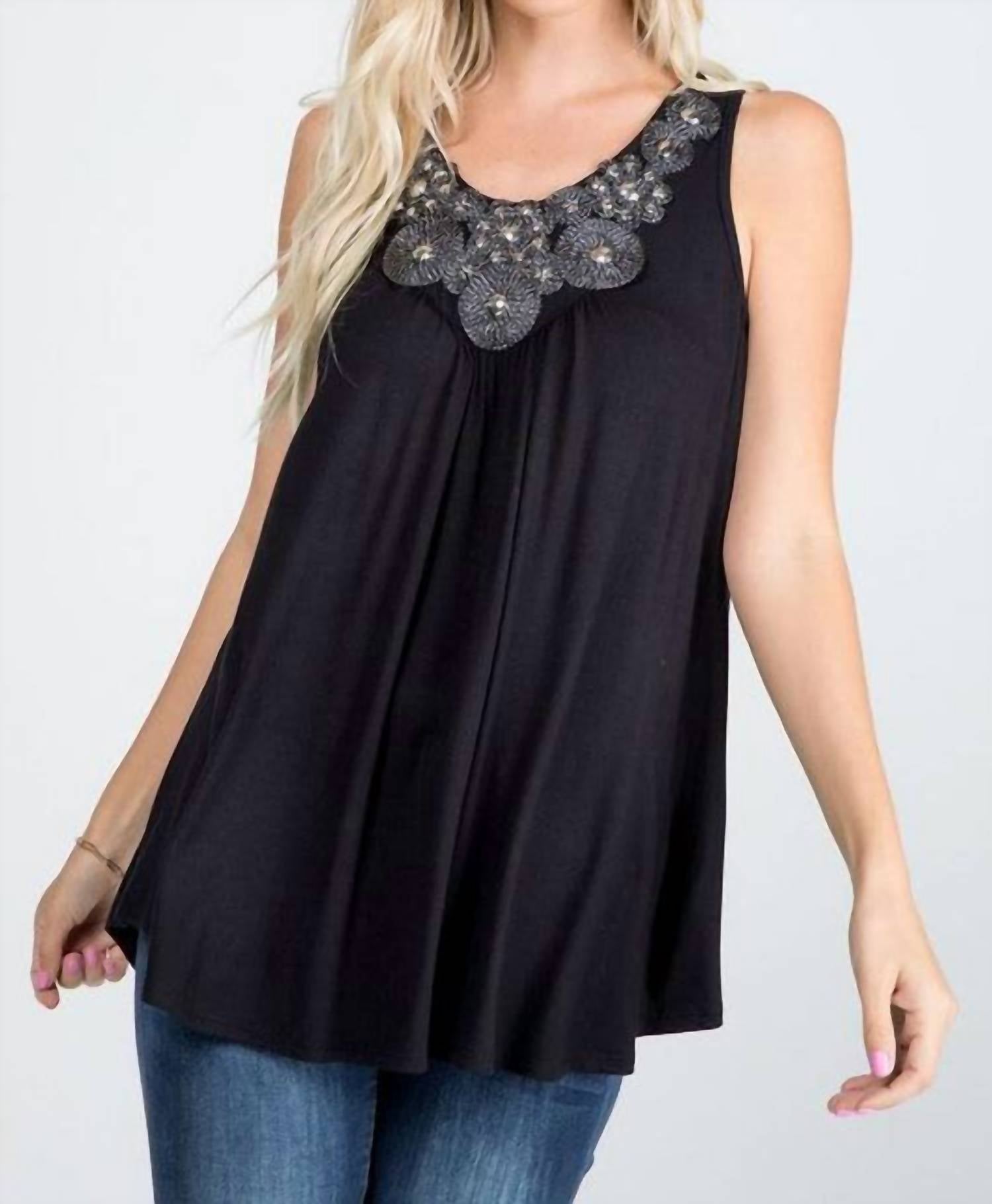P & Rose - Sparkle And Shine Tank Top With Beaded Neck Detail