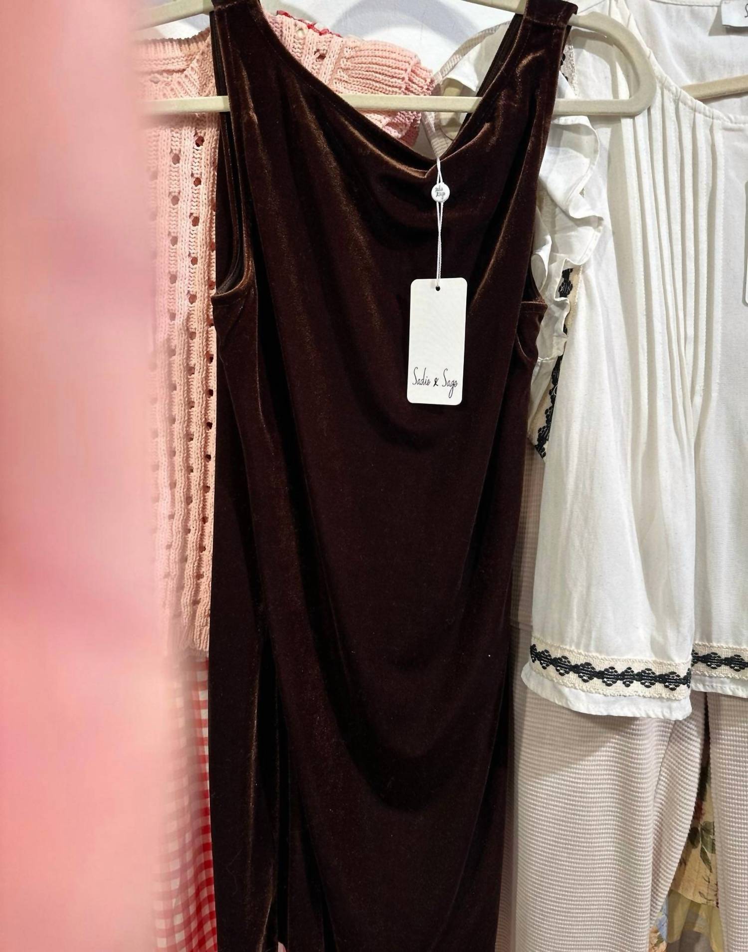 Sadie & Sage - Midnight Oil Velvet Boat Neck Mini Dress