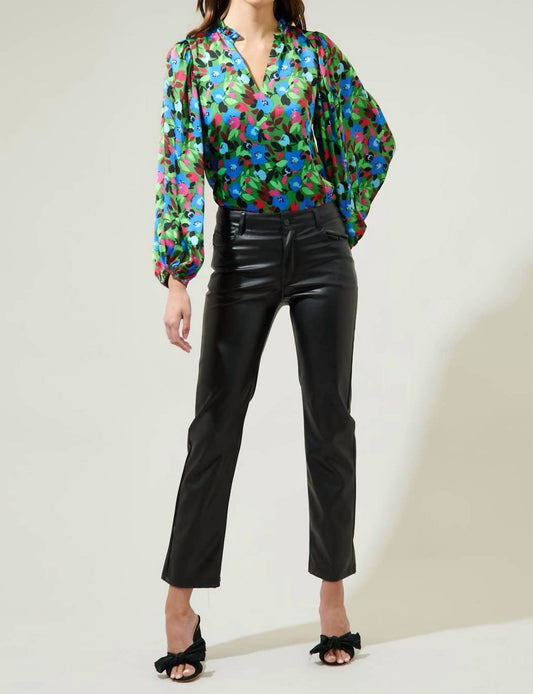 Sugarlips - Destine Split Neck Long Sleeve Blouse