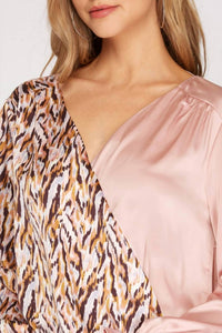 She + Sky - Split satin top