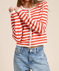 Mimosa - Pearl Embellishment Striped Cardigan