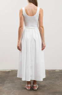 Moon River - Sweater Knit Tank Top Mixed Media Midi Dress