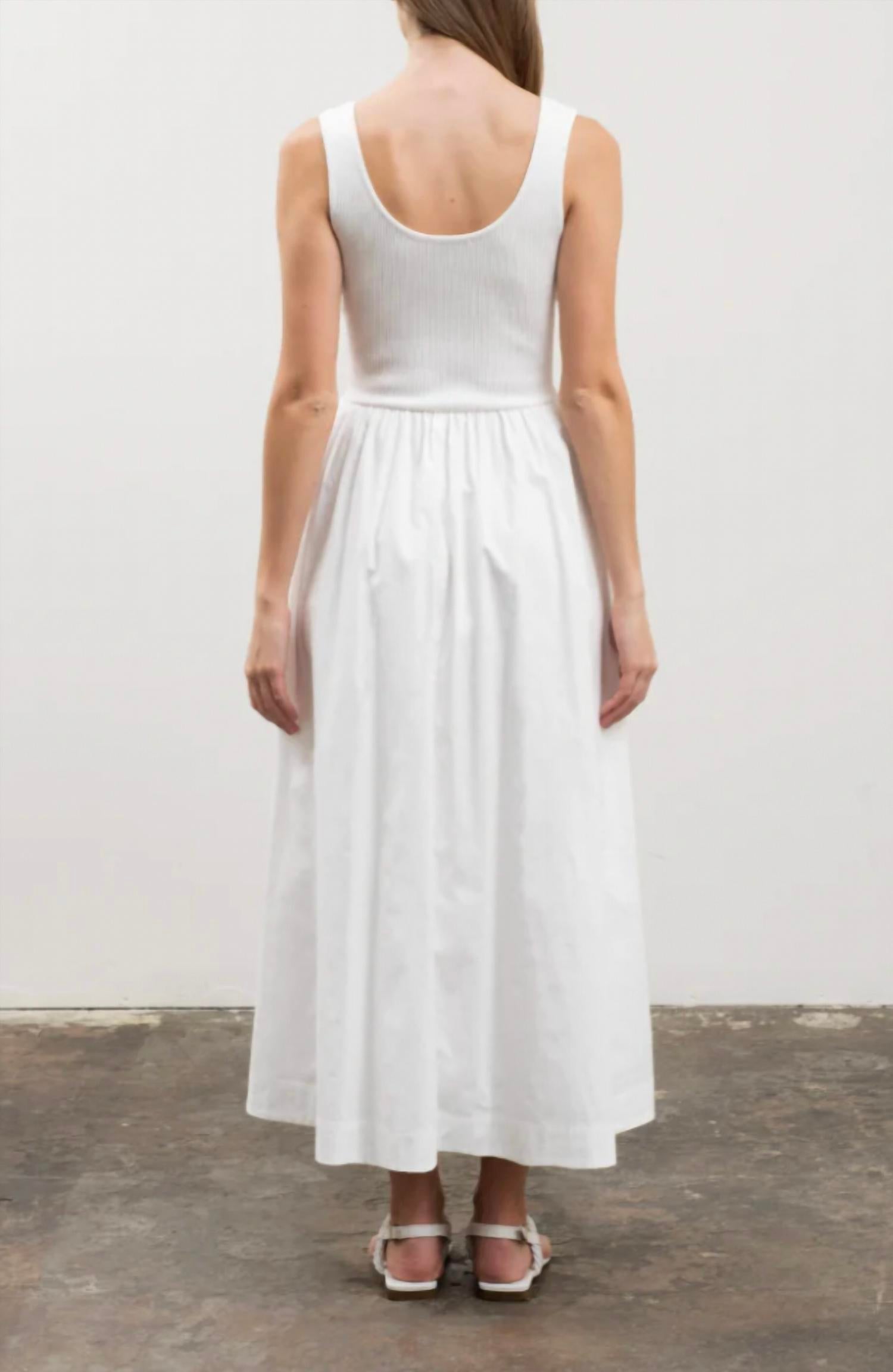 Moon River - Sweater Knit Tank Top Mixed Media Midi Dress