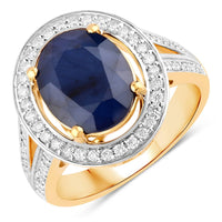 Diana M Jewels Women's Oval Natural Sapphire Fashion Ring (4.74 Ct) - Statement in 14k yellow gold - women's jewelry