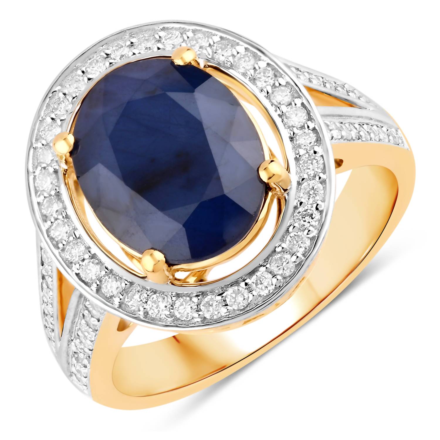 Diana M Jewels Women's Oval Natural Sapphire Fashion Ring (4.74 Ct) - Statement in 14k yellow gold - women's jewelry