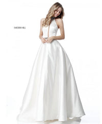Sherri Hill Beaded Halter Ball Gown in ivory - women's dress - alternate view