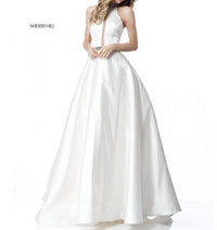 Sherri Hill Beaded Halter Ball Gown in ivory - women's dress - detail view