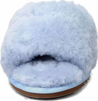 Lamo Women's Naomi Sheepskin Slide Sandal in sky blue - women's sandal - detail view