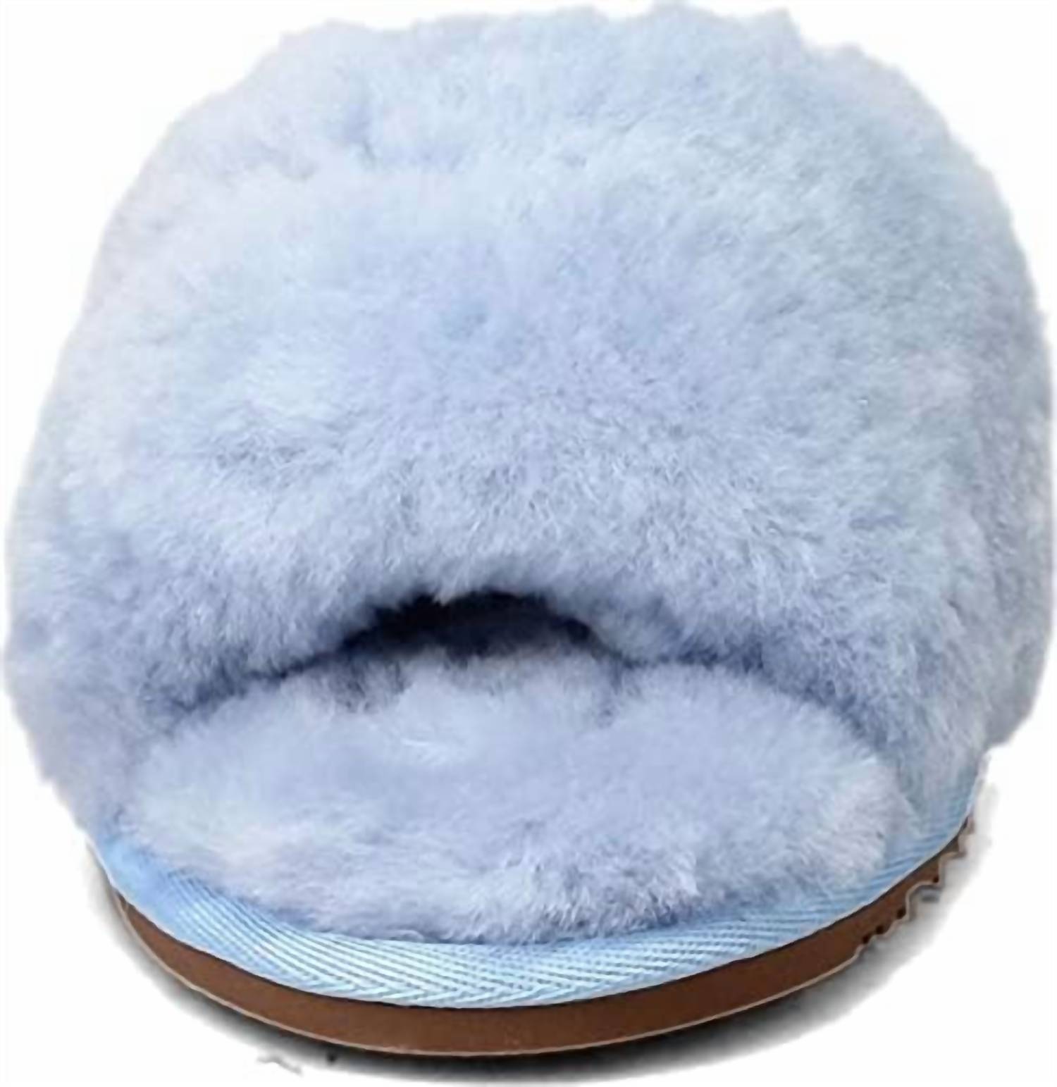 Lamo Women's Naomi Sheepskin Slide Sandal in sky blue - women's sandal - detail view