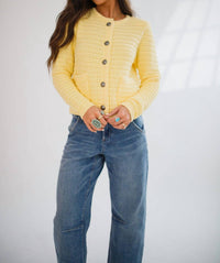 DEAR JOHN DENIM Cambria Old Money Cardigan in pale banana - women's cardigan