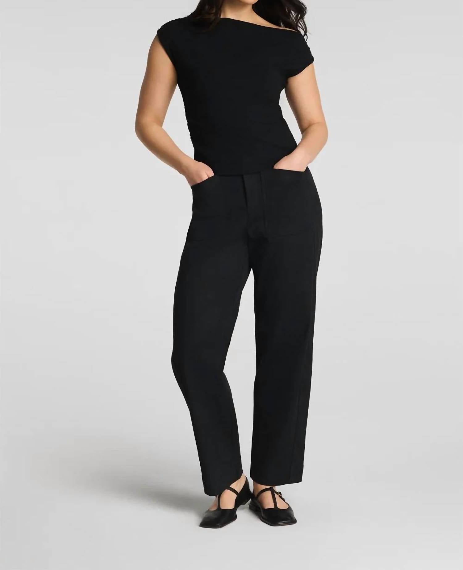 Spanx - Ribbed Knit Ruched Off-the-shoulder Top
