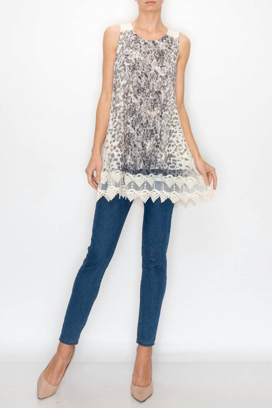 Origami - Leo Rose Lace Tunic Tank Top