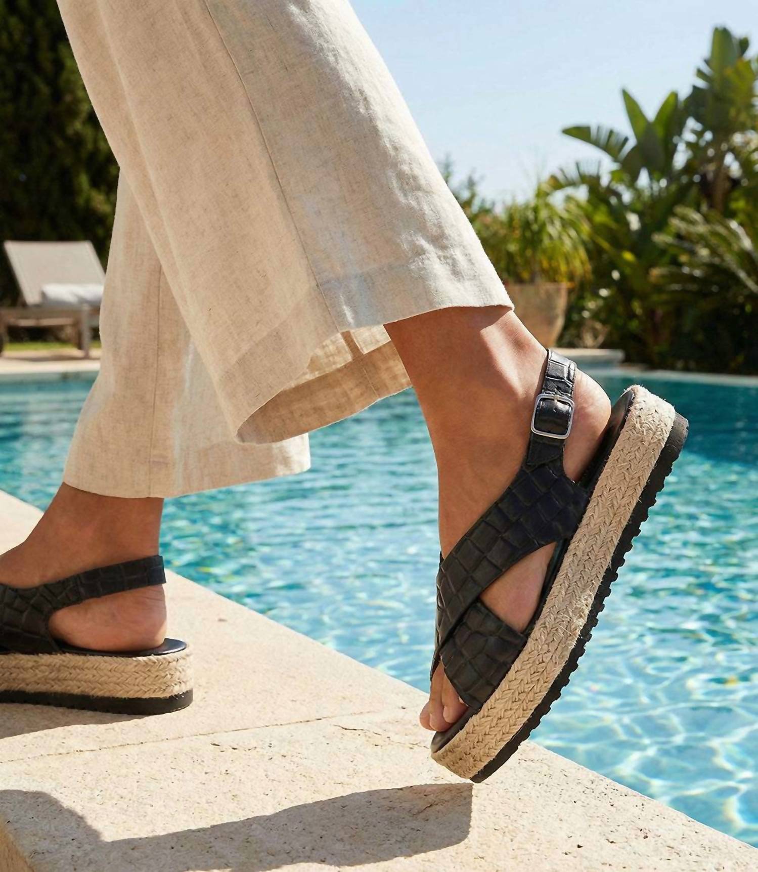 Christina Christi Women's Leather Espadrille Sandals in black - women's sandal - view 7
