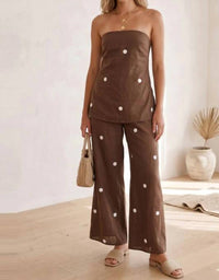 Sundayup - Polka Dot Tube Top & Pants Set