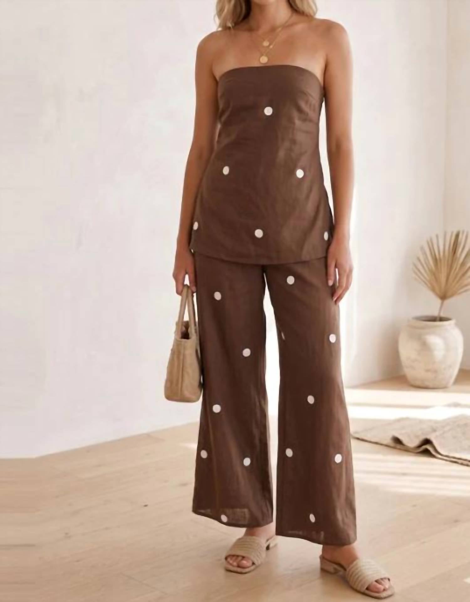 Sundayup - Polka Dot Tube Top & Pants Set