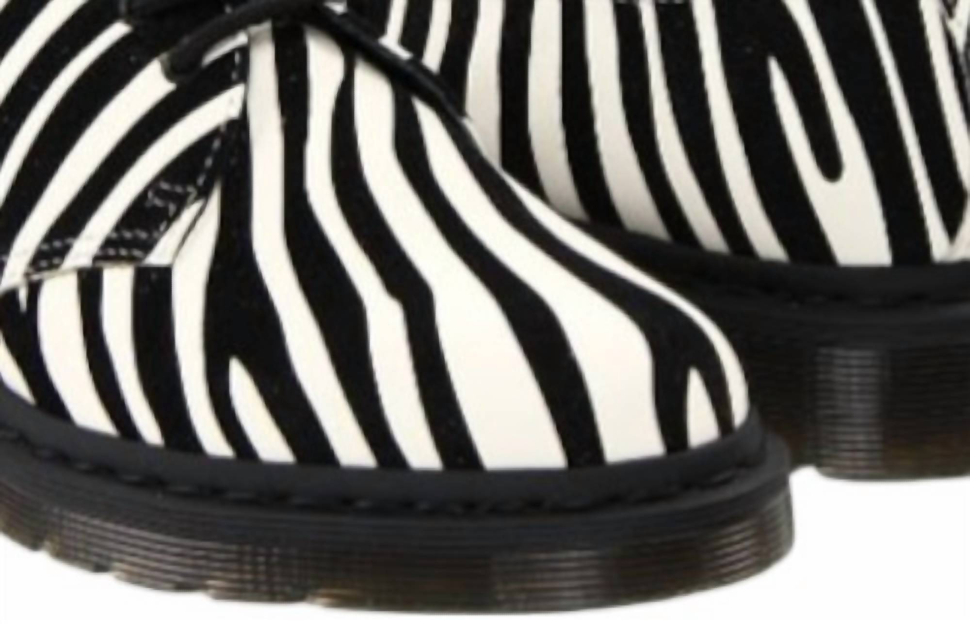 Dr. Martens Women's Zebra Leather Shoes in winter white black - women's heels - detail view