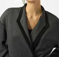 Joseph Ribkoff Belted Wrap Kimono Coat in grey melange black - women's jacket - alternate view