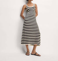 Everlane Crochet Knit Tank Dress in black white - women's dress