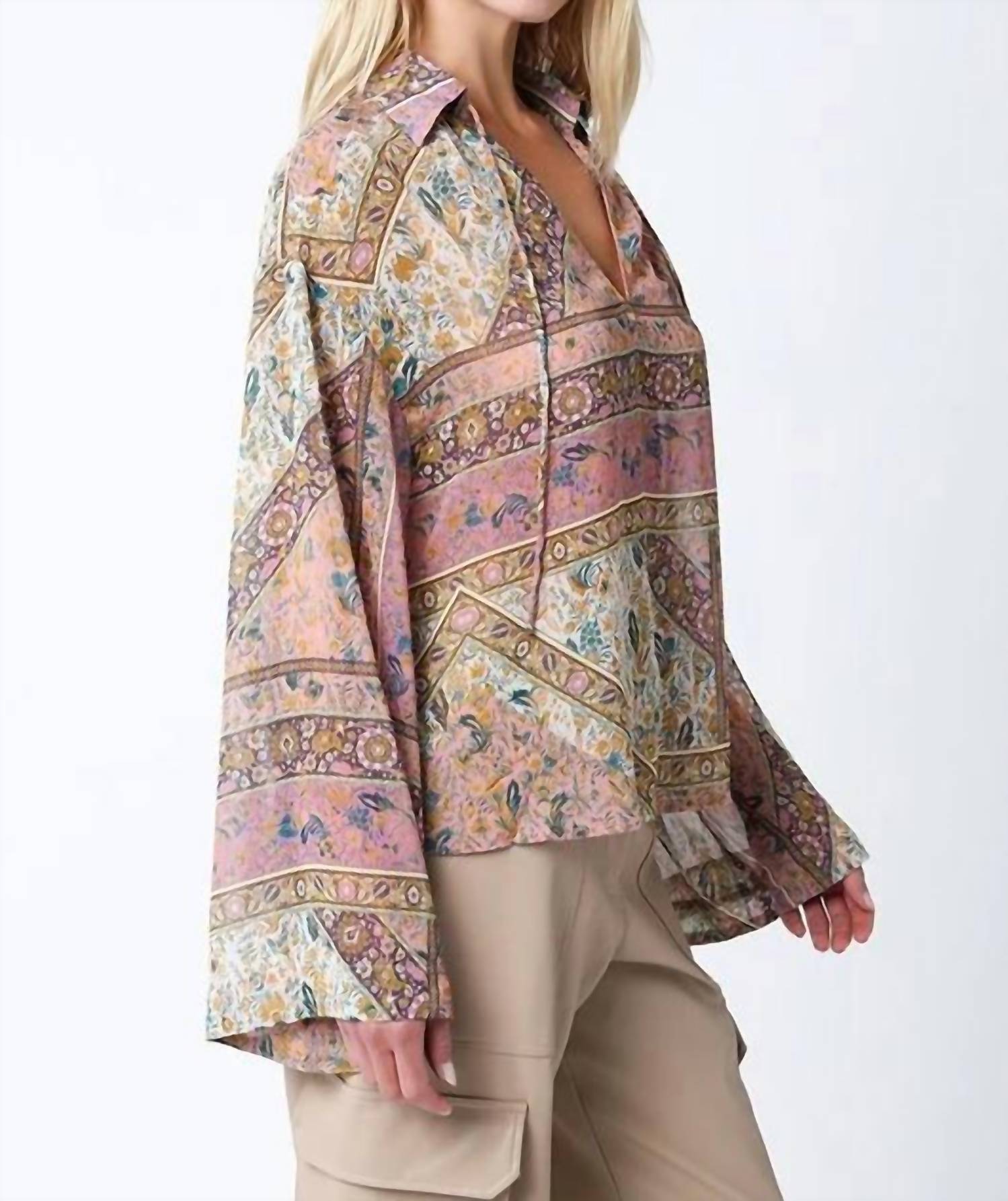Olivaceous - Kirelle V-neck Blouse