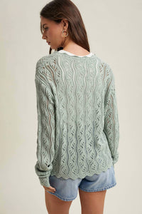 WISHLIST Matcha Tie Sweater in green - women's cardigan - alternate view