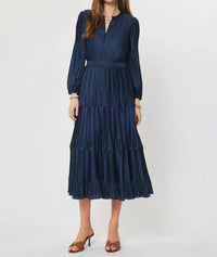 Current Air - Pleated Long Sleeve Maxi Dress