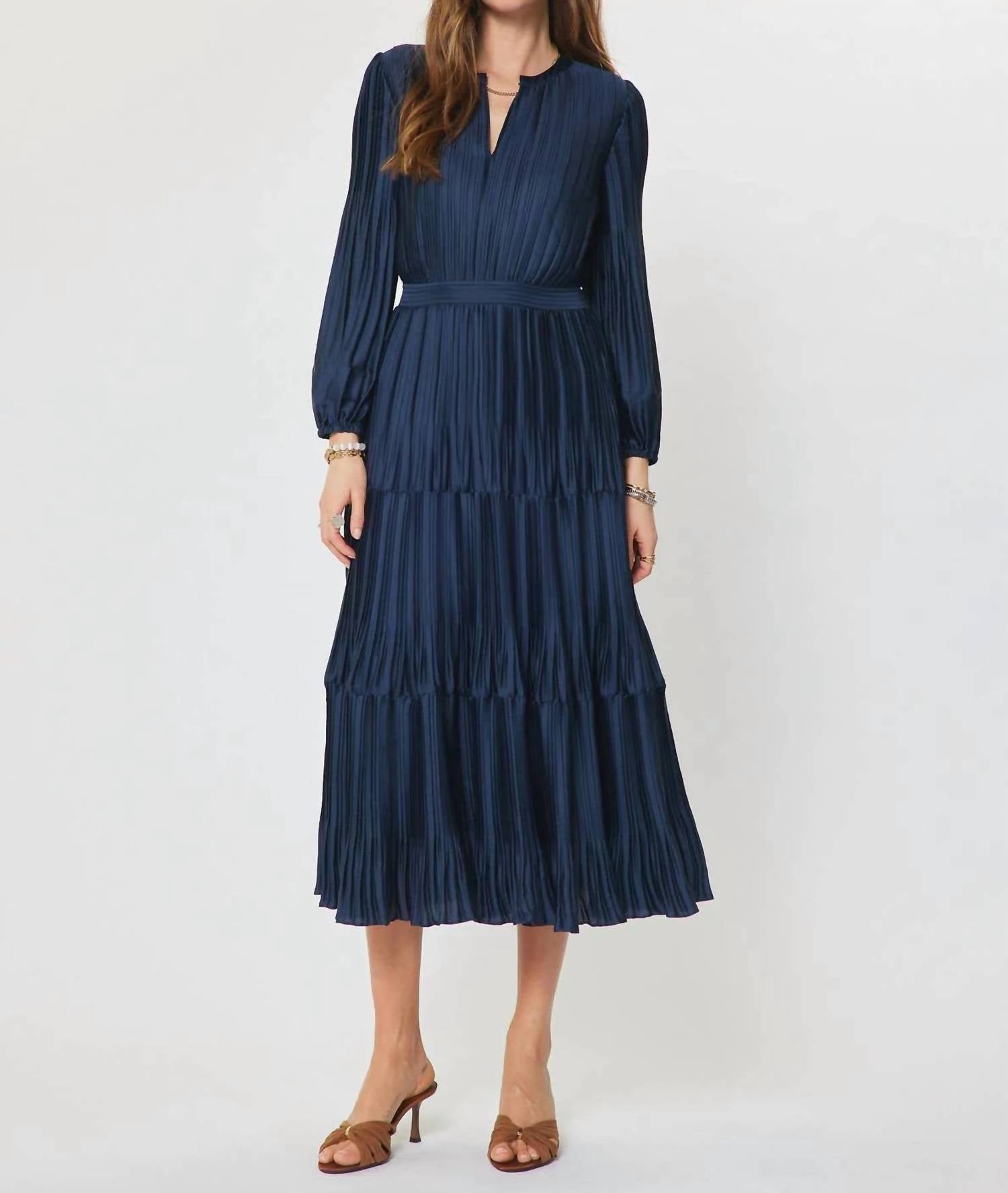 Current Air - Pleated Long Sleeve Maxi Dress