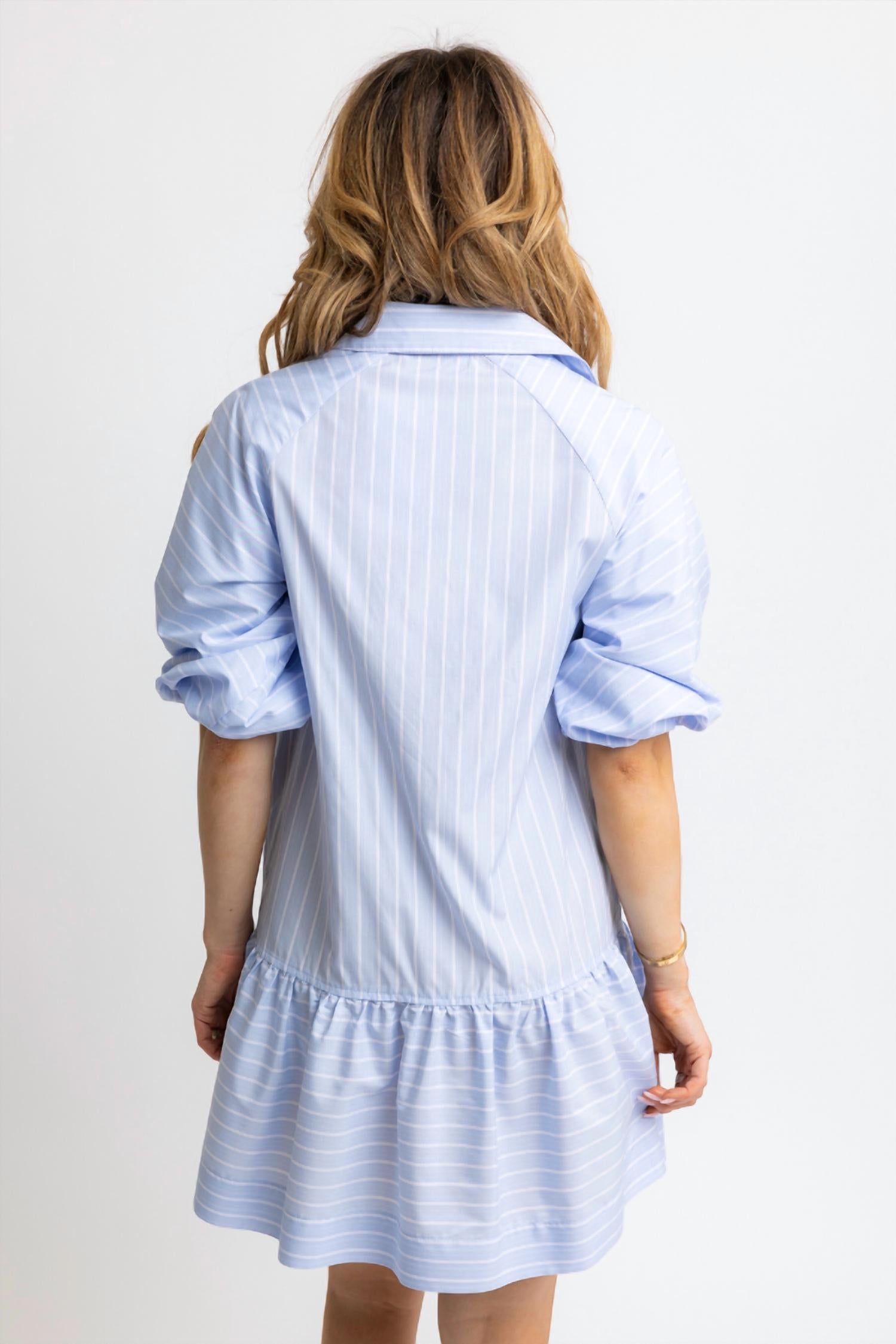 Karlie Ana Pocket Dress in blue stripe - women's dress - detail view