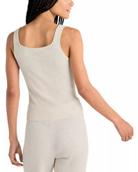 Splendid Georgie Ribbed Tank in pale oak heather - women's shirt - detail view