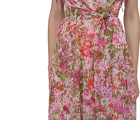 Dkny - Short Ruffle Sleeve Faux Wrap Midi Dress