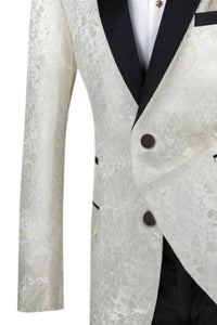 Vinci Philosophy Men's 2 Button Patterned Lapel Style Sport Coat in ivory - men's jacket - alternate view