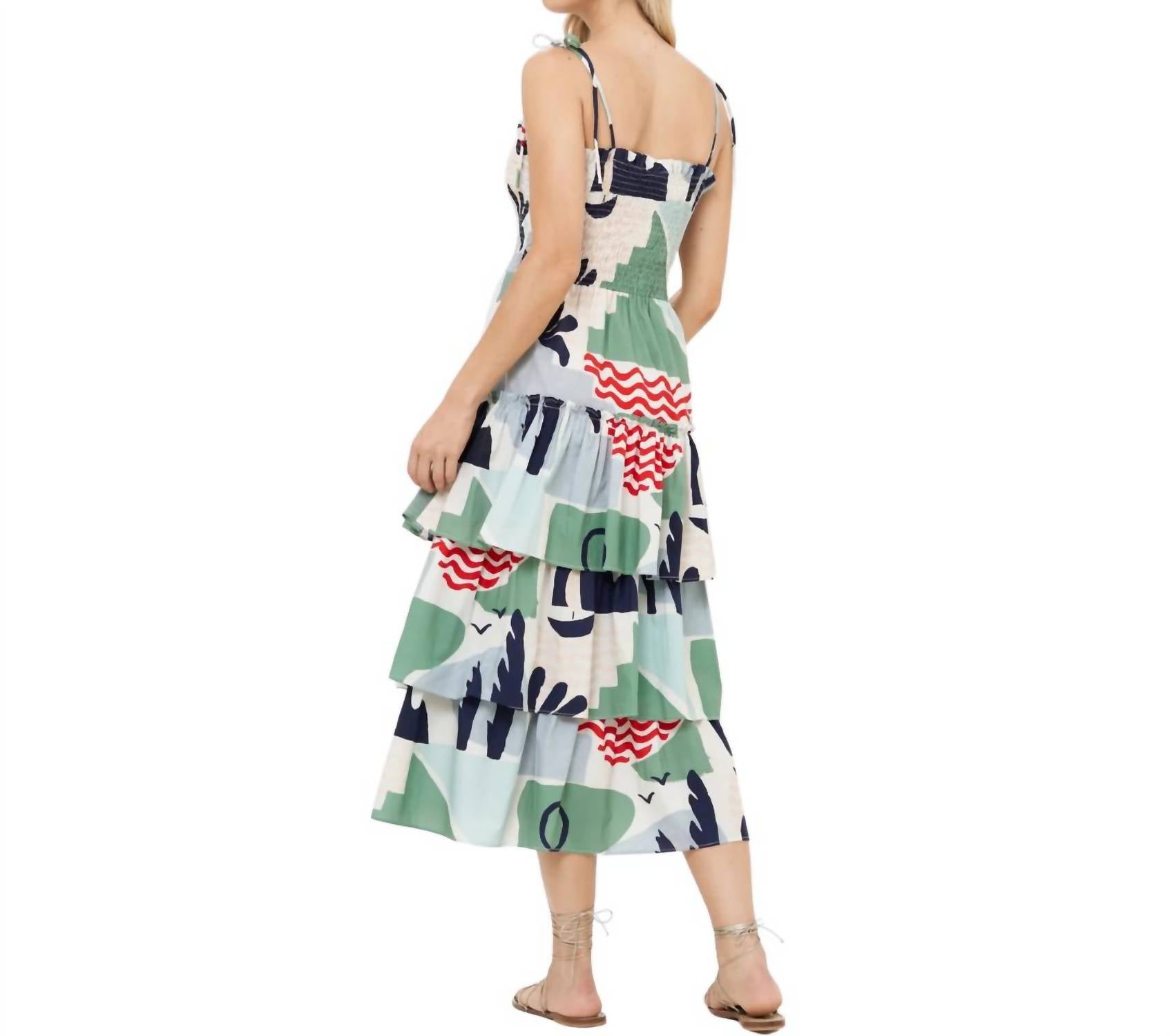 Oliphant - Smocked Tie Strap Ruffle Midi