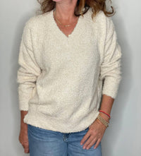 Hello Nite - Plush V Neck Pullover Top