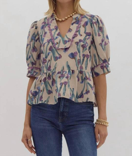 Entro - Floral Scalloped Top