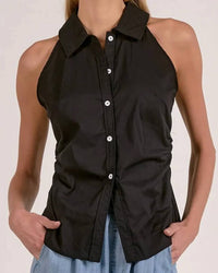 Elan - Posie Sleeveless Button-down Top